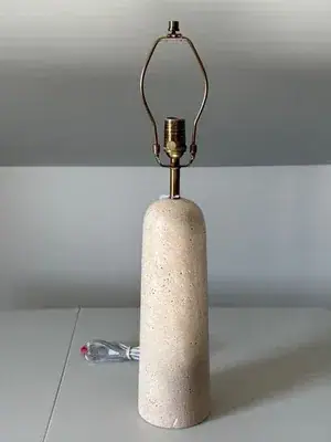 Beige Textured Concrete Lamp Base with Brass Socket